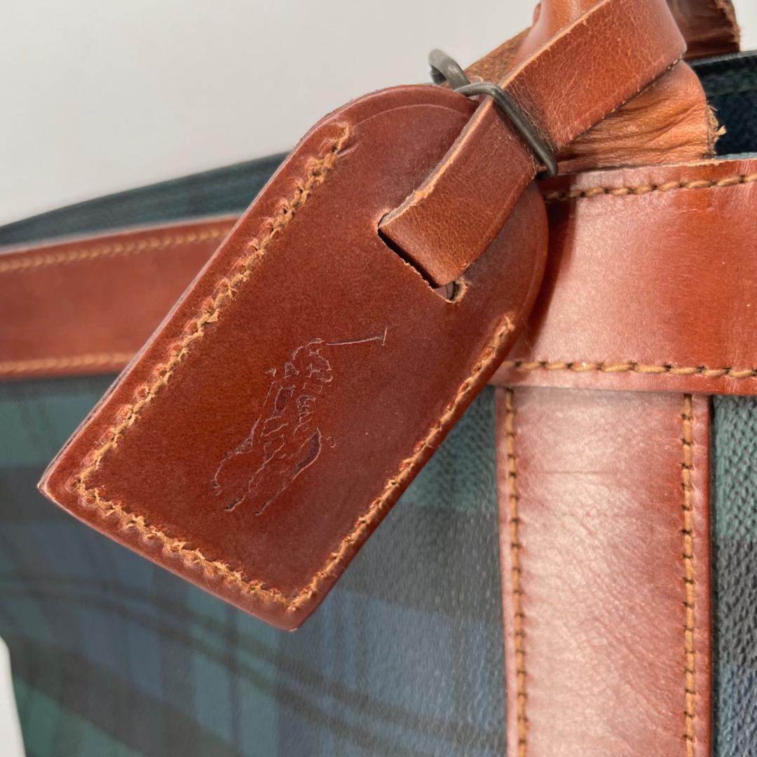 15446✨希少✨ポロラルフローレン 大容量 トートバッグ ブラックチェック