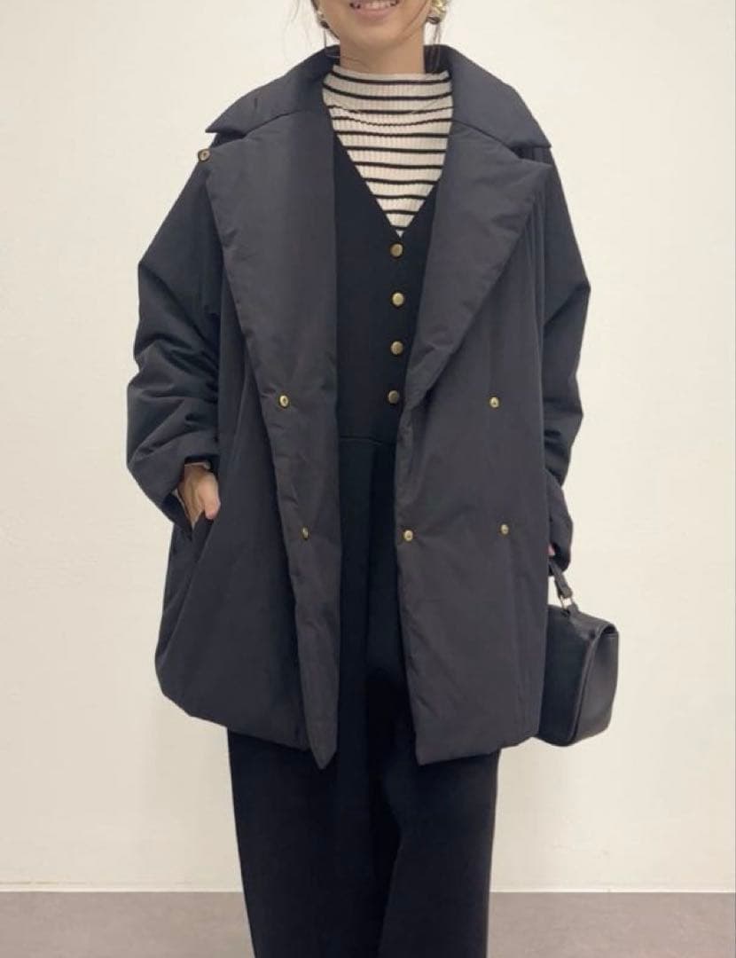 《新品タグ付き》ピュアルセシン 中綿テーラードコート ブラック