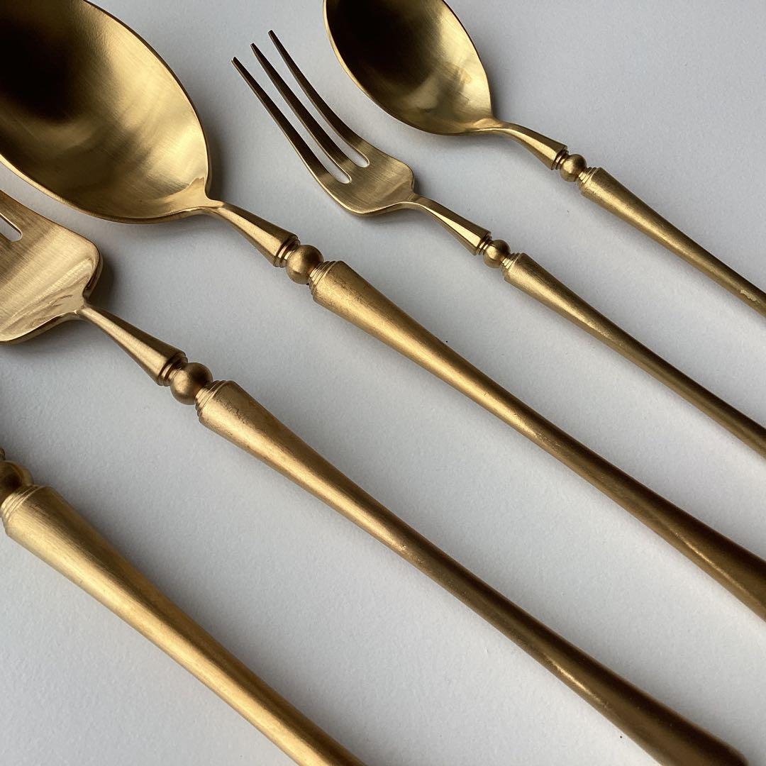 未使用 ゴールドカトラリー ディナー & デザート スプーン フォーク ナイフ