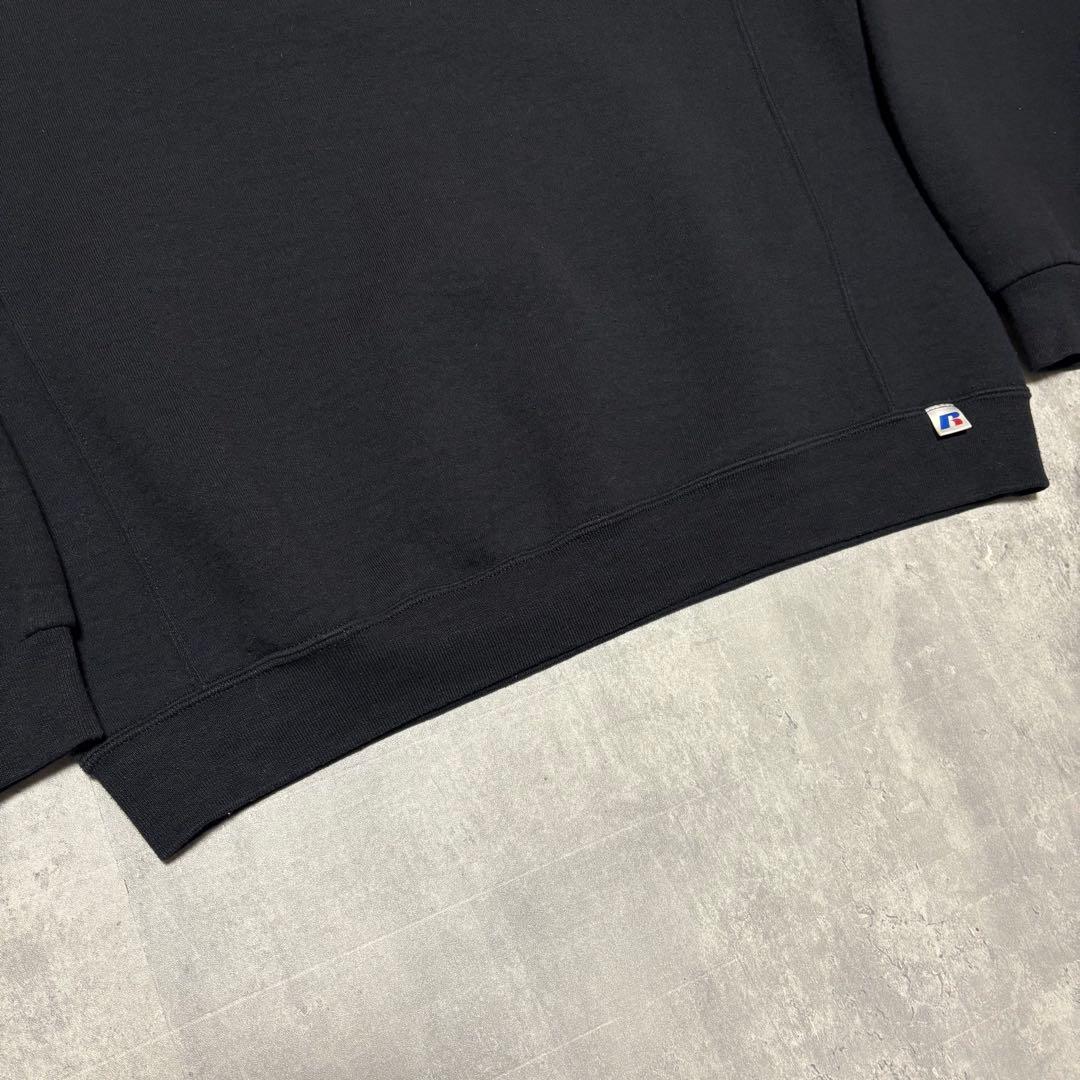 00s RUSSELL ラッセル　前V スウェット　トレーナー　黒　無地　L