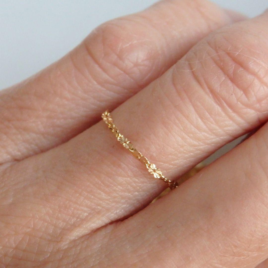 nobuko　k18リング　クローバーチェーン　チェーンリング