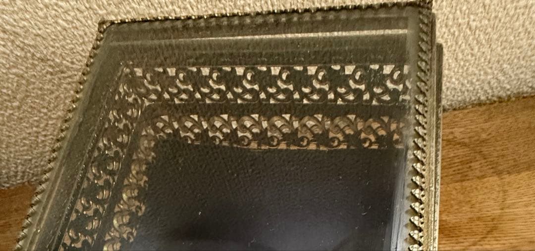 ヴィンテージ ジュエリーボックス べベルガラス アクセサリーケース