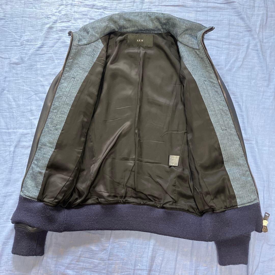 R★タグあり　定価14.5万円　AKM B310 ラムレザー　革ジャン　ネイビー