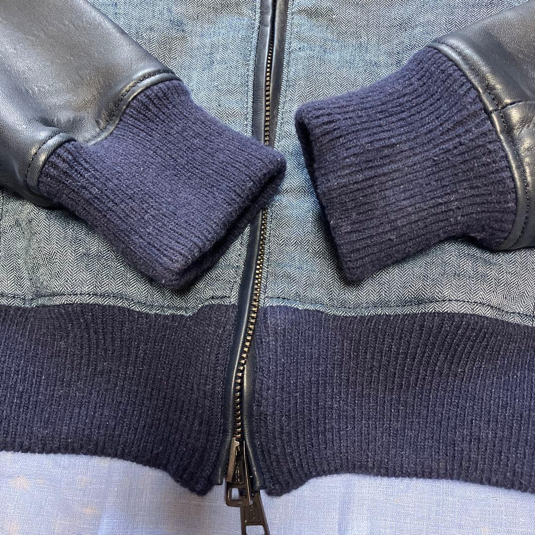 R★タグあり　定価14.5万円　AKM B310 ラムレザー　革ジャン　ネイビー