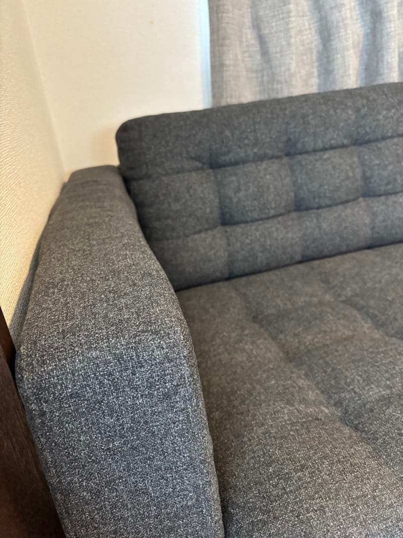 LANDSKRONA ランズクローナ 3人掛けソファ, ダークグレー/ウッド