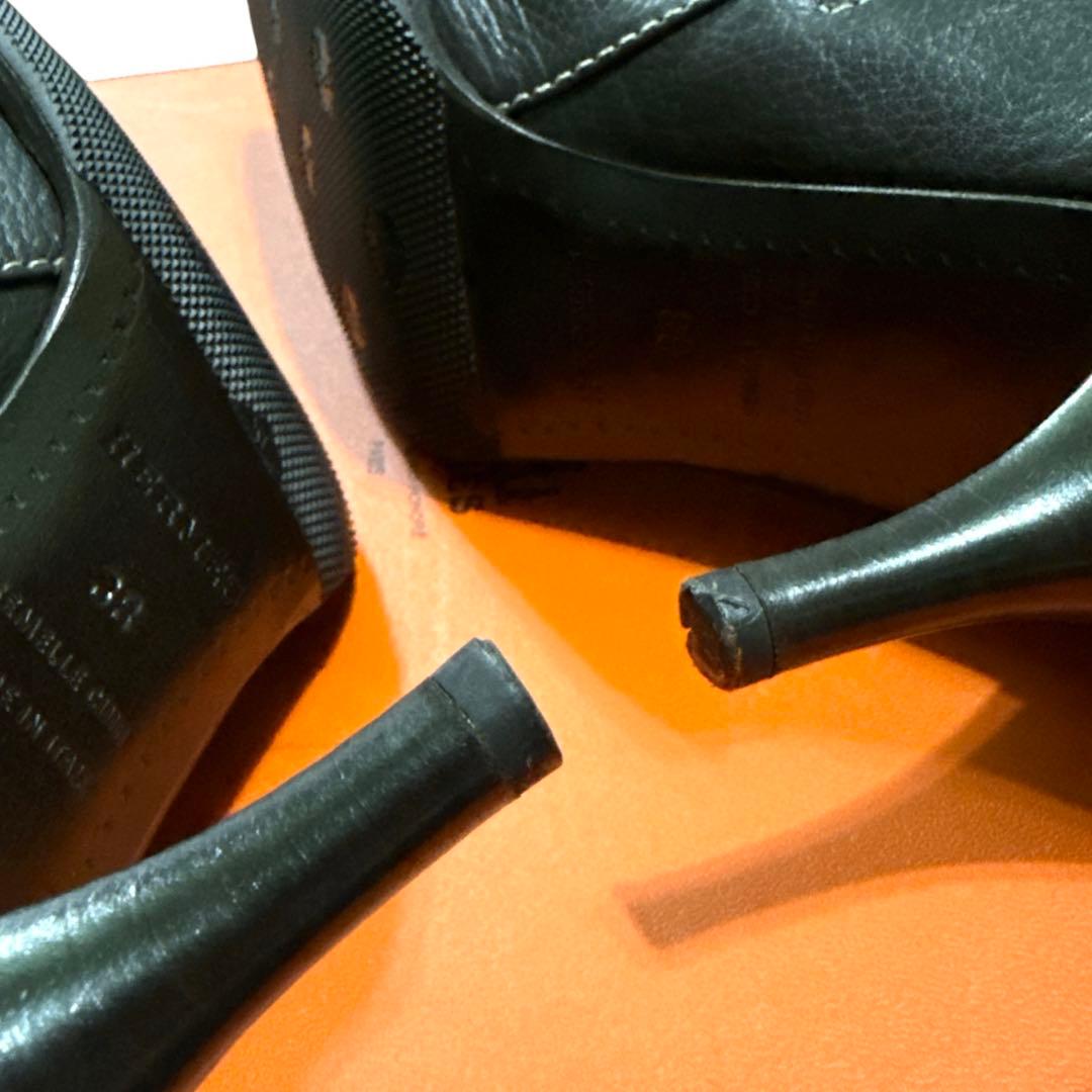 エルメス　新品　レザー ポインテッドトゥブーツ 38 バックル付き