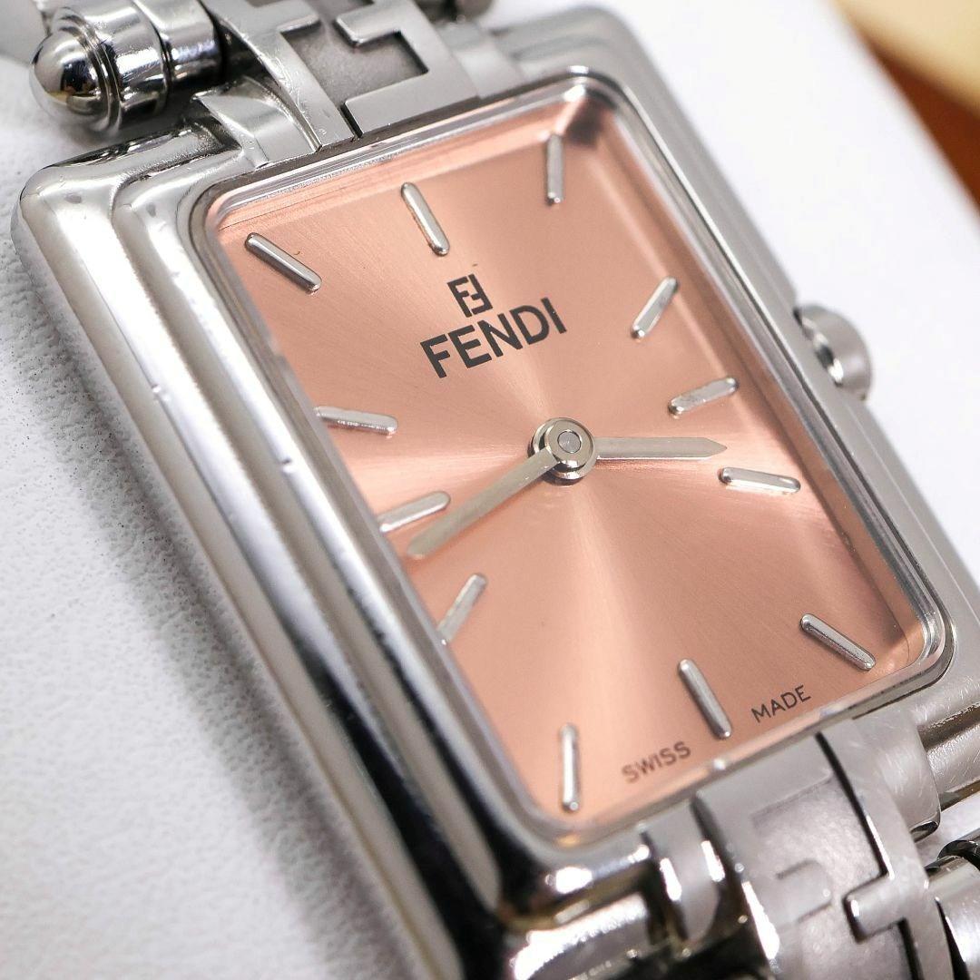 稼働 FENDI 腕時計 710L サーモンピンク スクエア レディース1851