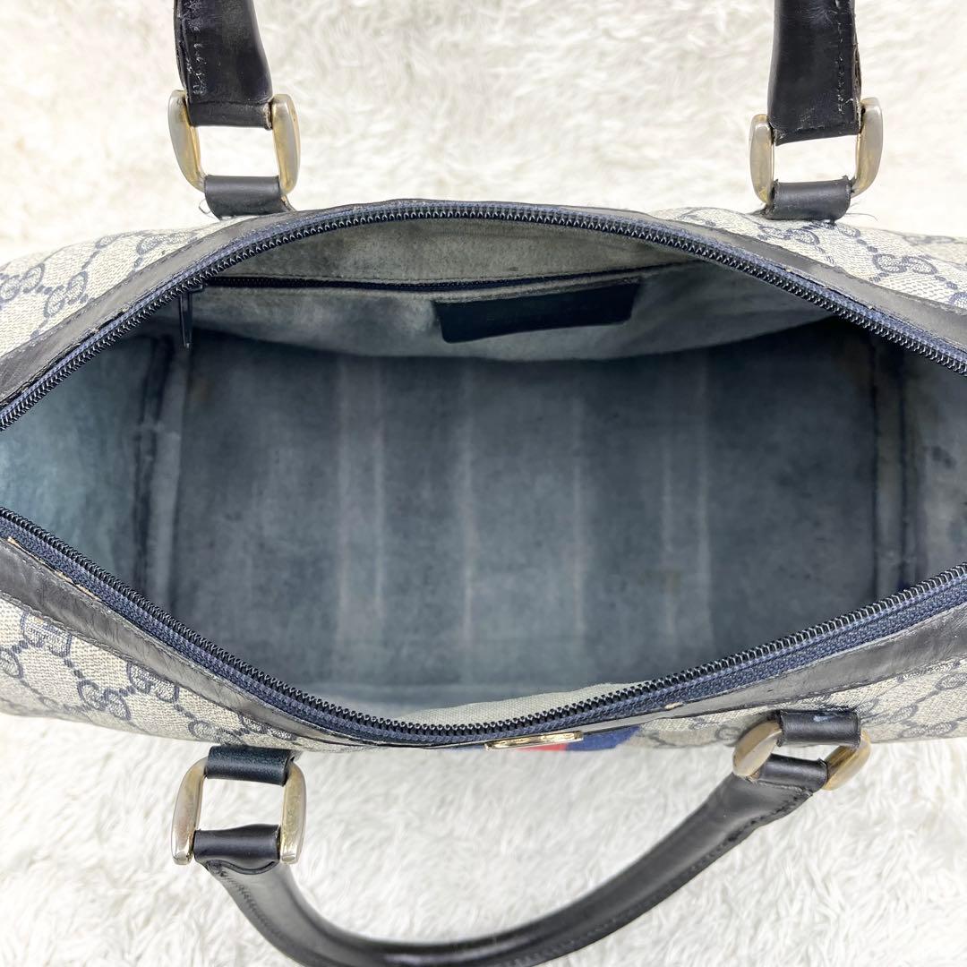 【美品】オールドグッチ シェリーライン GGスプリーム ボストンバッグ ネイビー
