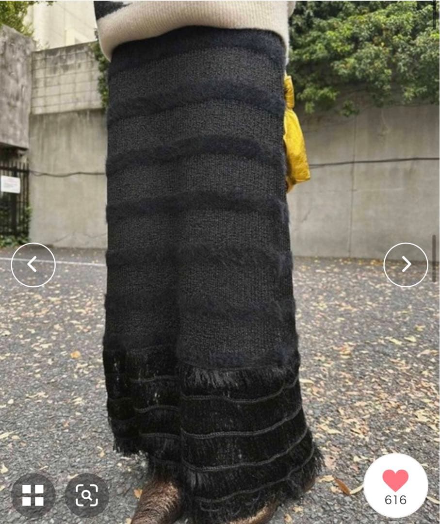 【OG 】FRINGE KNIT I LINE SKIRT