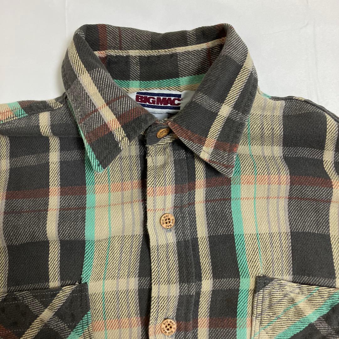 80s BIG MAC USA製 ネルシャツ L bigmac 黒 ブラック