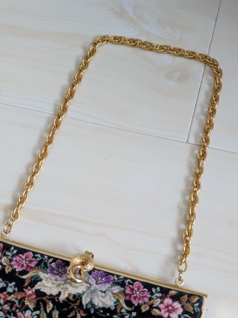 濱野★プチポワンの金具が素敵なハンドバッグ ★和装バック★ブラック