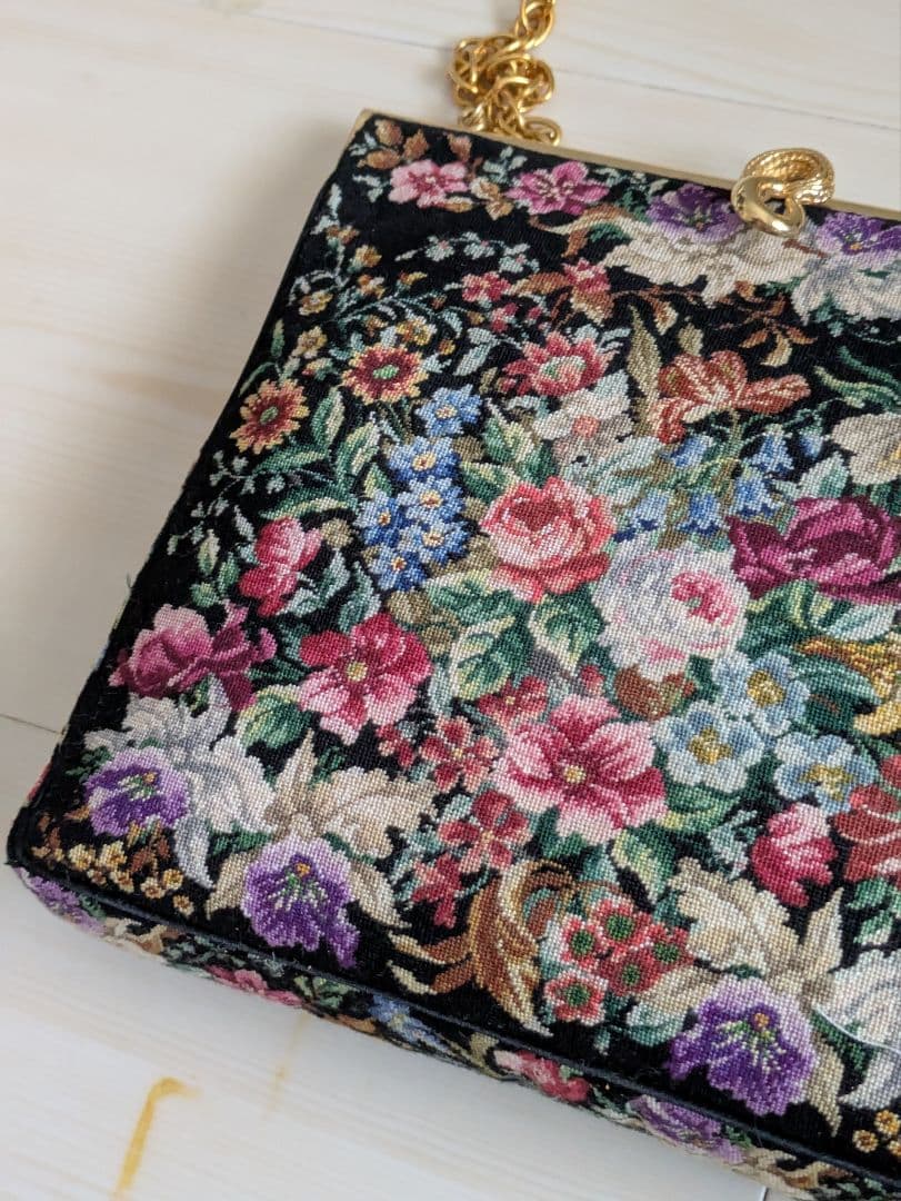 濱野★プチポワンの金具が素敵なハンドバッグ ★和装バック★ブラック