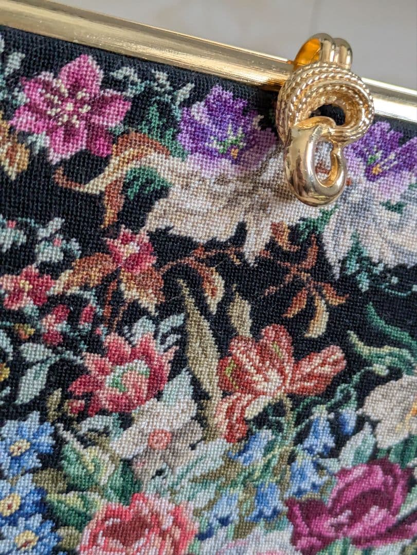 濱野★プチポワンの金具が素敵なハンドバッグ ★和装バック★ブラック