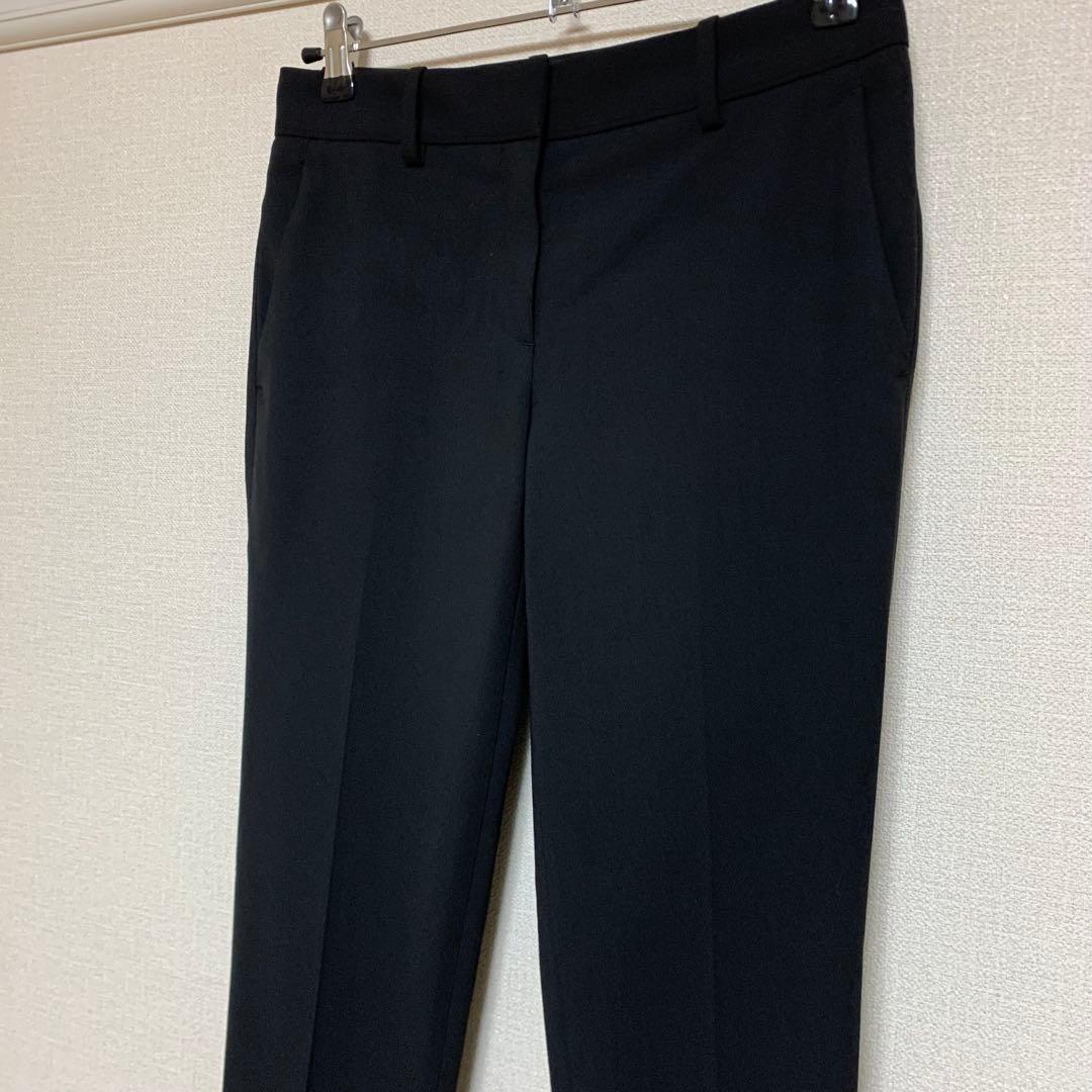【極美品】セオリー　現行　ノーカラー　0 パンツスーツ　ブラック　フォーマル