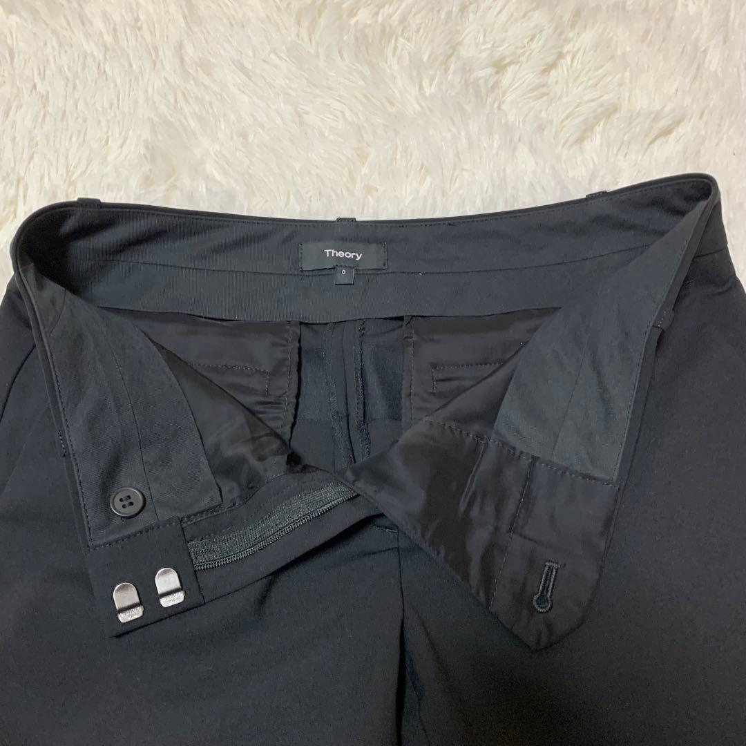 【極美品】セオリー　現行　ノーカラー　0 パンツスーツ　ブラック　フォーマル