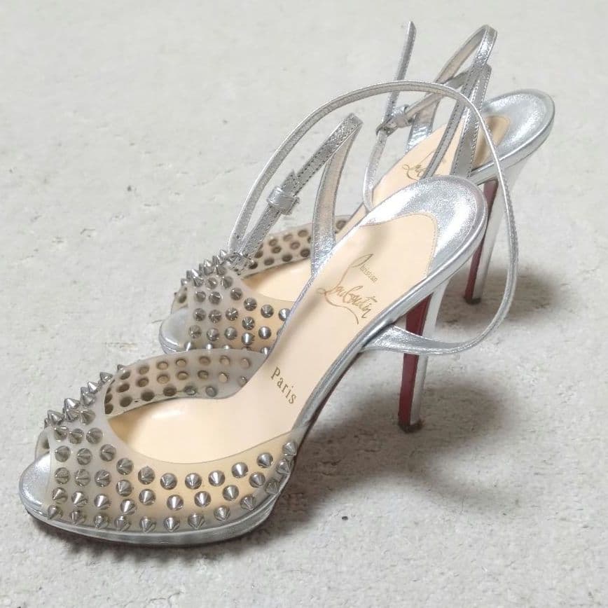 Christian Louboutin サンダル ハイヒール シルバー スタッズ