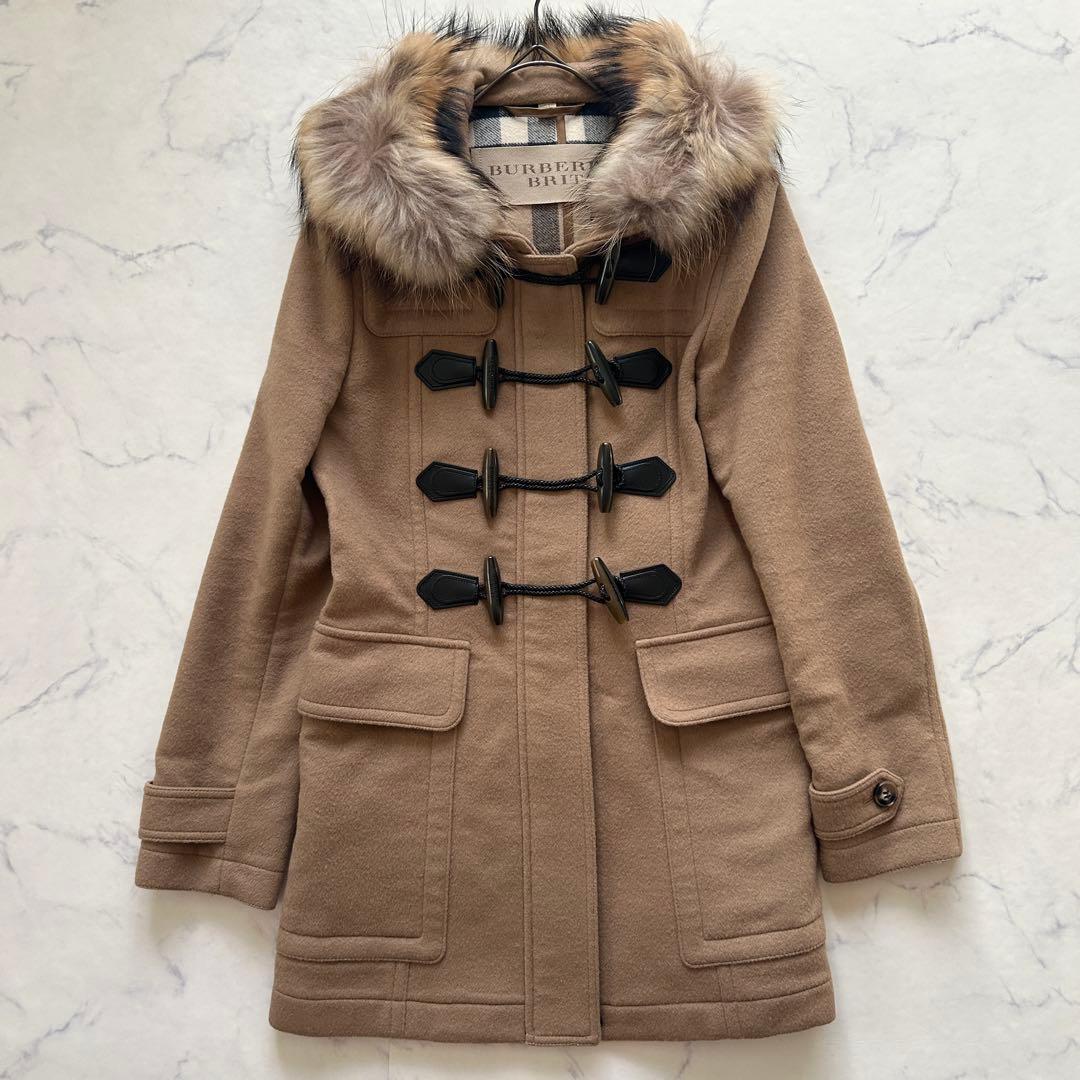 極美品 現行BURBERRY 2wayダッフルコート メガチェック ファー