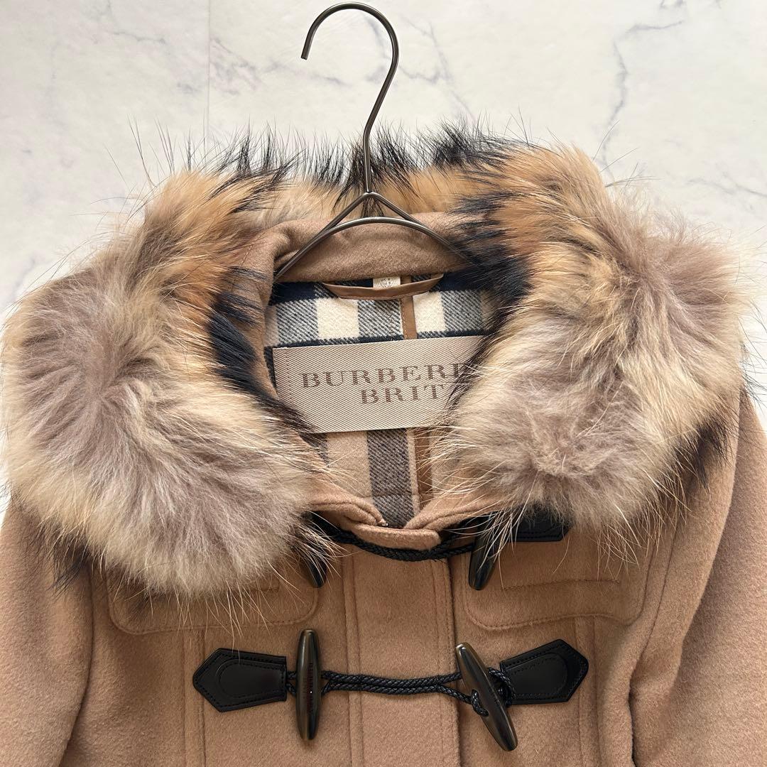 極美品 現行BURBERRY 2wayダッフルコート メガチェック ファー