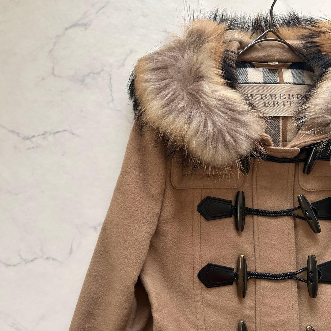 極美品 現行BURBERRY 2wayダッフルコート メガチェック ファー