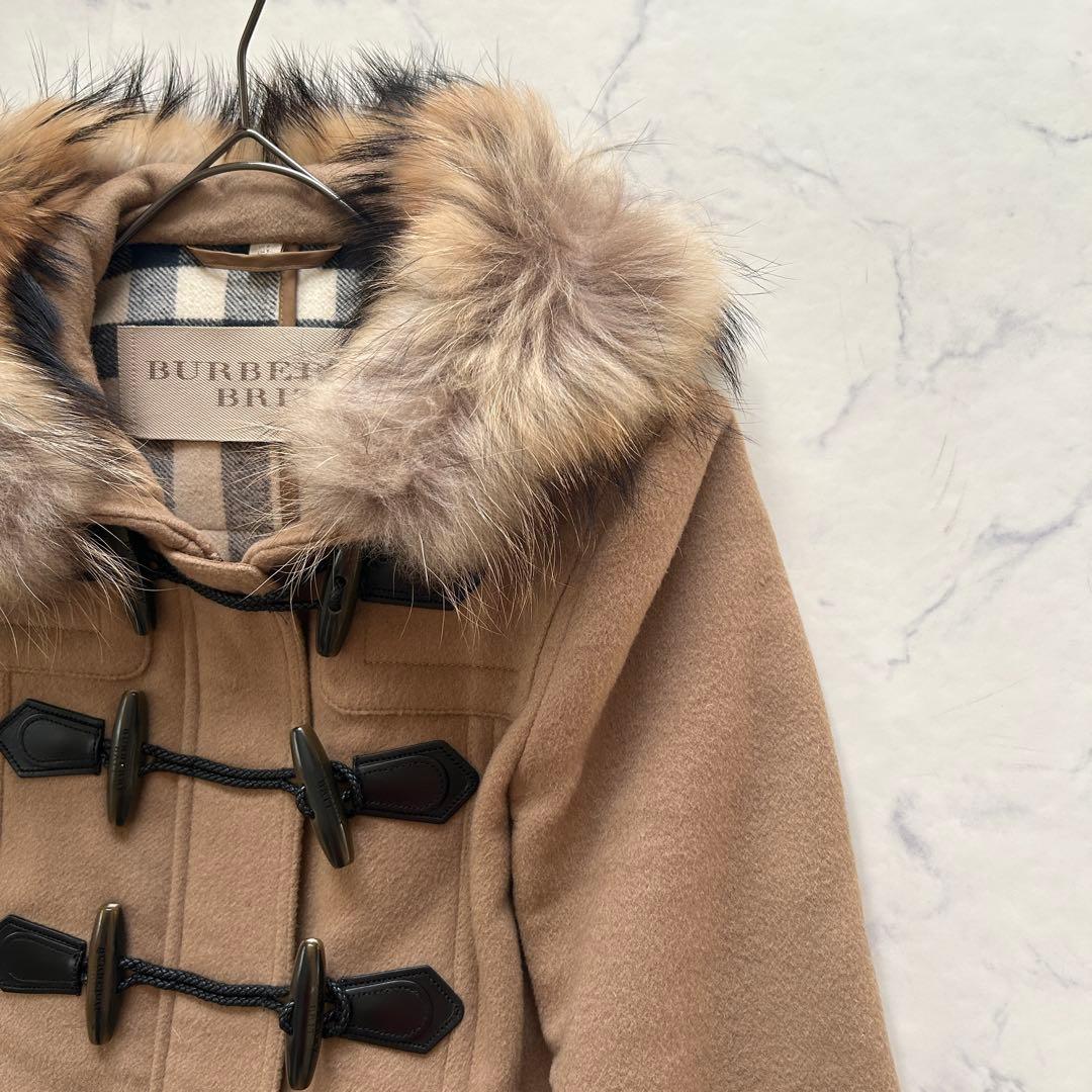 極美品 現行BURBERRY 2wayダッフルコート メガチェック ファー