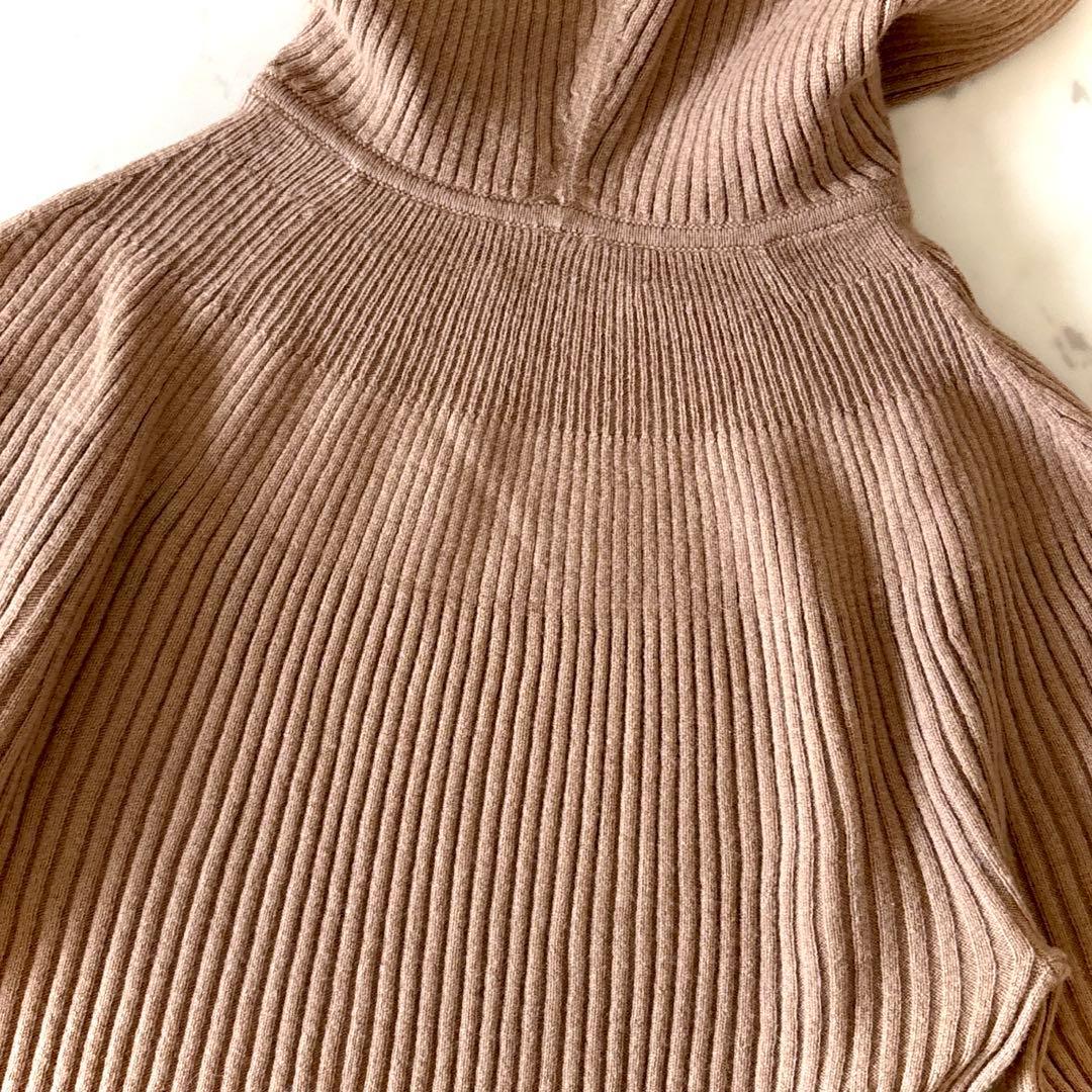 美品 セオリー カシミヤ混 ウール フーデット リブニット キャメル S 近年