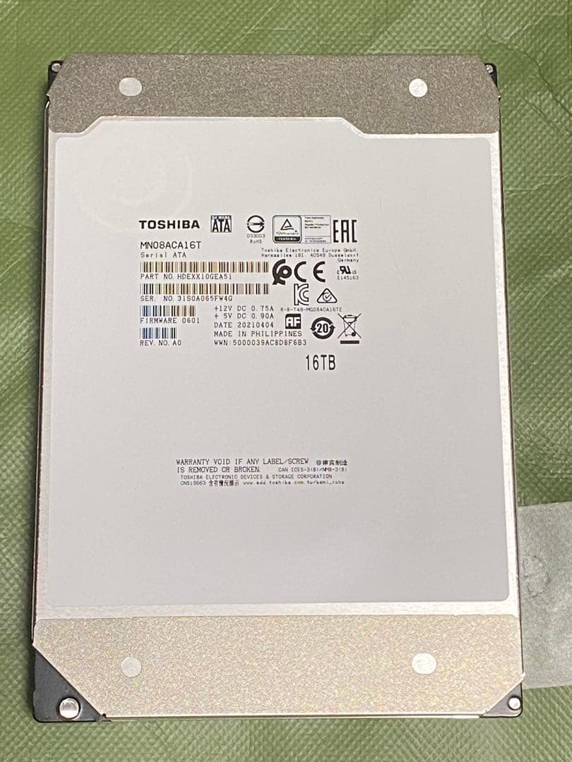 エラーあり　TOSHIBA 東芝　16TB 内蔵型　ハードディスク
