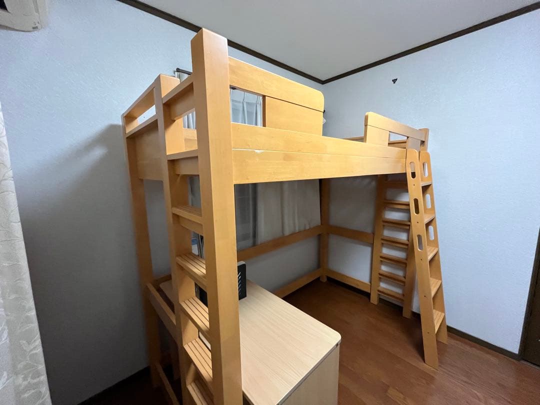 頑丈　G★SOLID ロフトベッド はしご付き木製 ※静岡市（富士川近く）お引取
