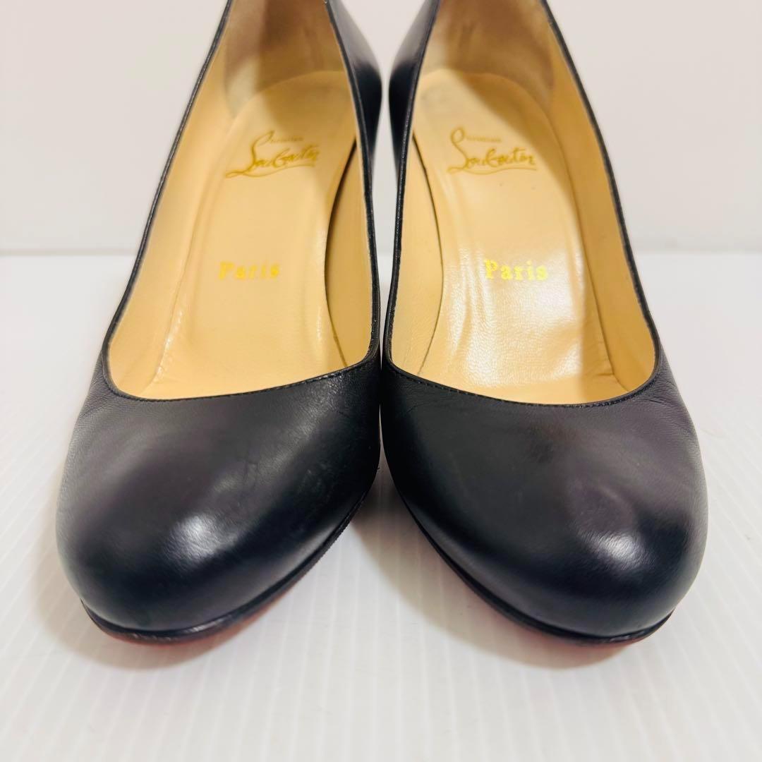 クリスチャンルブタン　ハイヒール　ラウンドトゥ　レッドソール　レザー　22.5