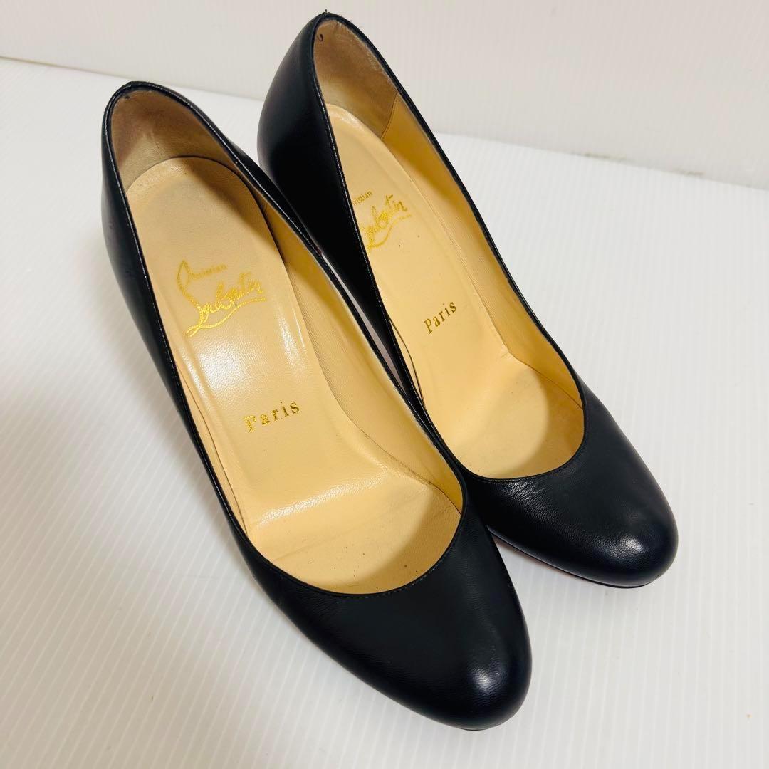 クリスチャンルブタン　ハイヒール　ラウンドトゥ　レッドソール　レザー　22.5