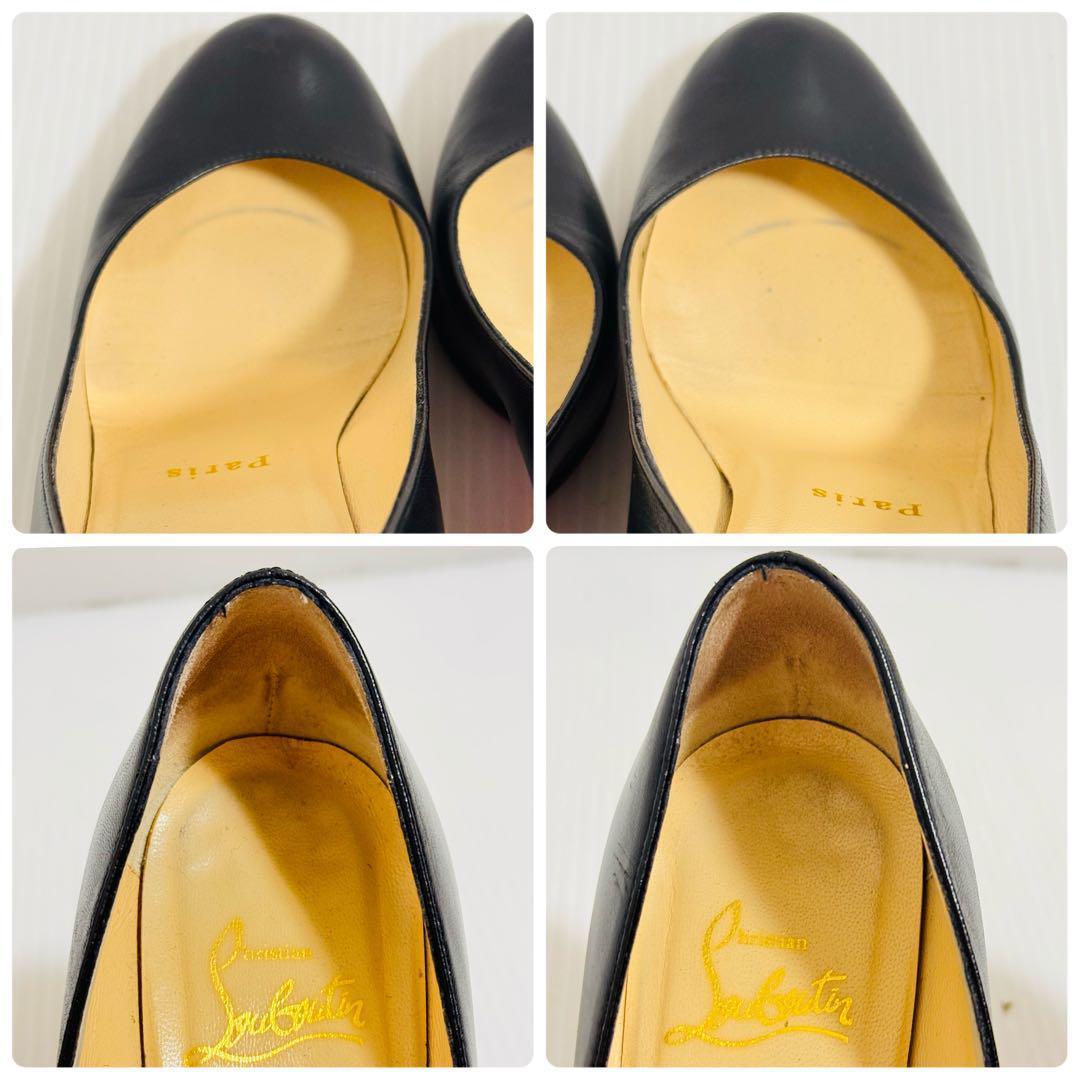 クリスチャンルブタン　ハイヒール　ラウンドトゥ　レッドソール　レザー　22.5