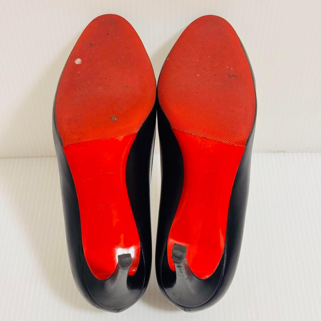 クリスチャンルブタン　ハイヒール　ラウンドトゥ　レッドソール　レザー　22.5