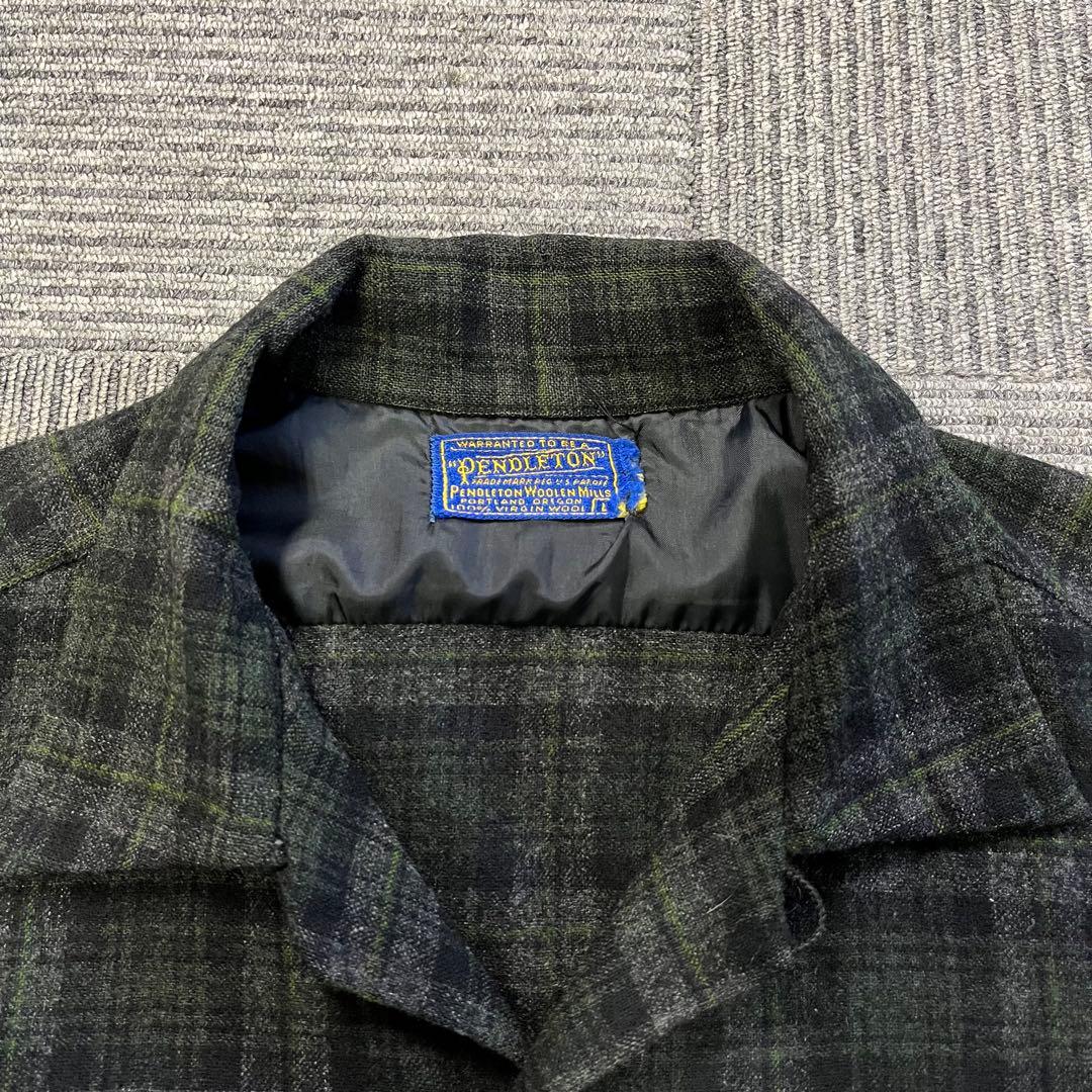60s Pendleton ボードシャツ レアカラー size L ブラック