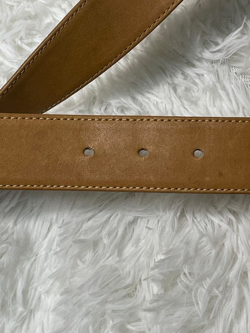 希少　Christian Dior ベルト 本革 キャメル ゴールドバックル