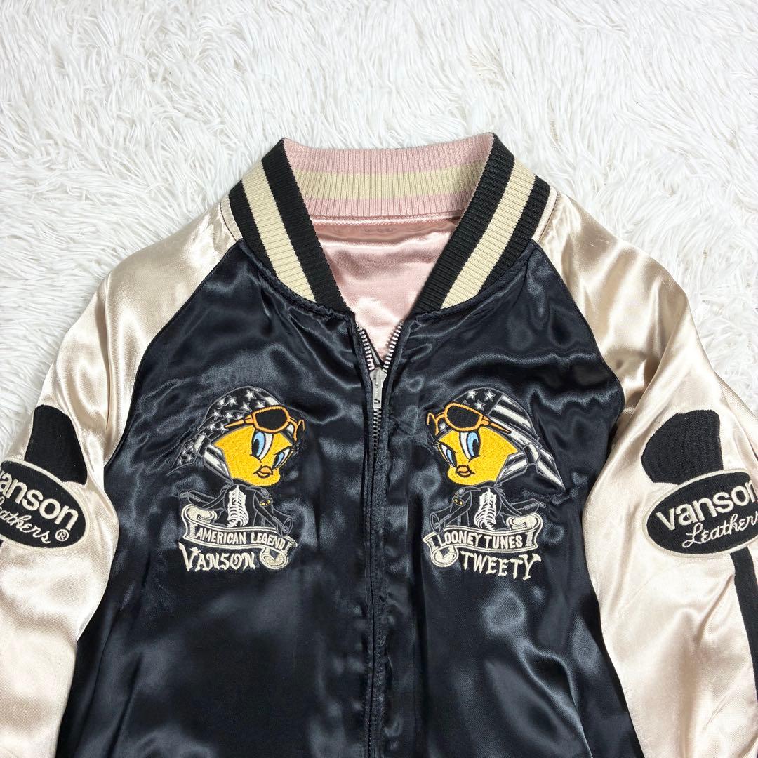 美品✨VANSON × ルーニー スカジャン 希少ピンクゴールド×ブラック