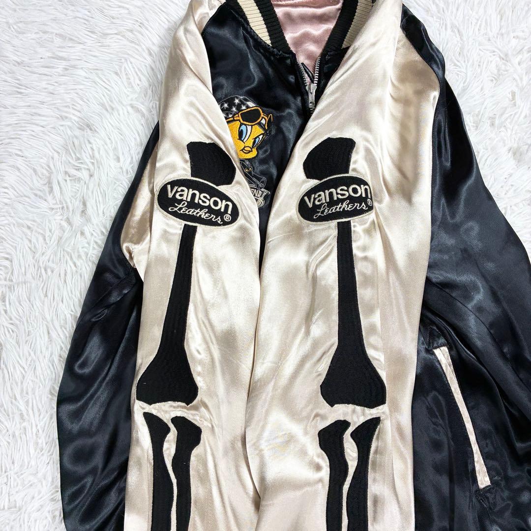 美品✨VANSON × ルーニー スカジャン 希少ピンクゴールド×ブラック