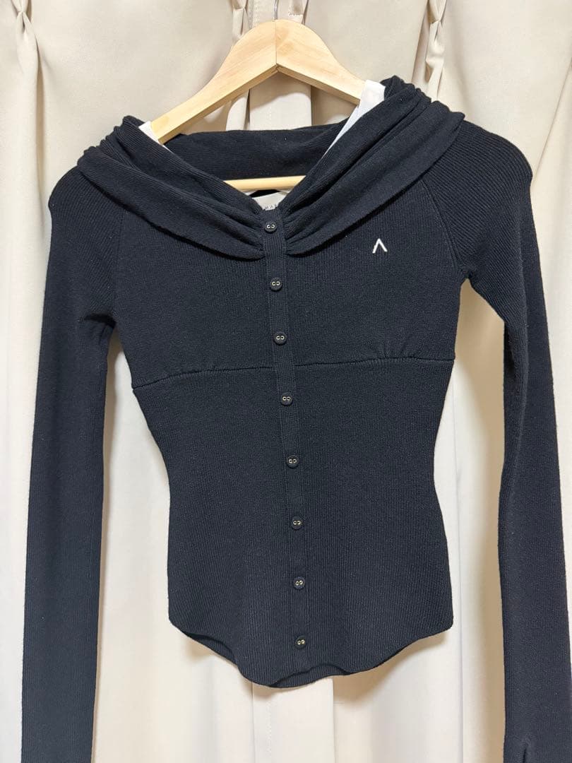 andmary Shannon tulle knit tops black 黒