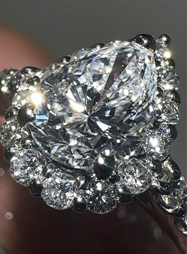 新品✨天然ダイヤ ペアシェイプ 計1.061ct Pt950 リング CGL