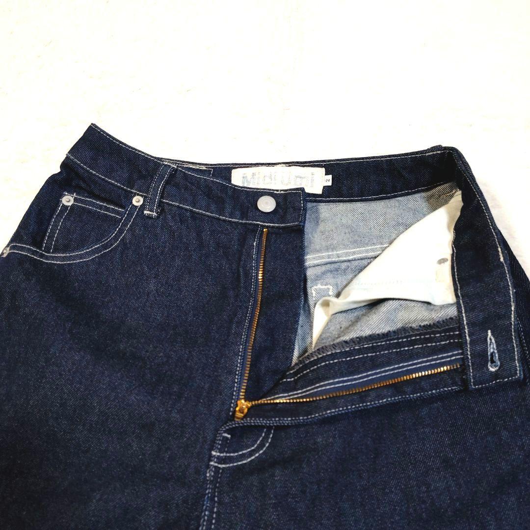 濃紺 極美品 ミディウミ ハイウエスト カーブデニム ワイドデニム M