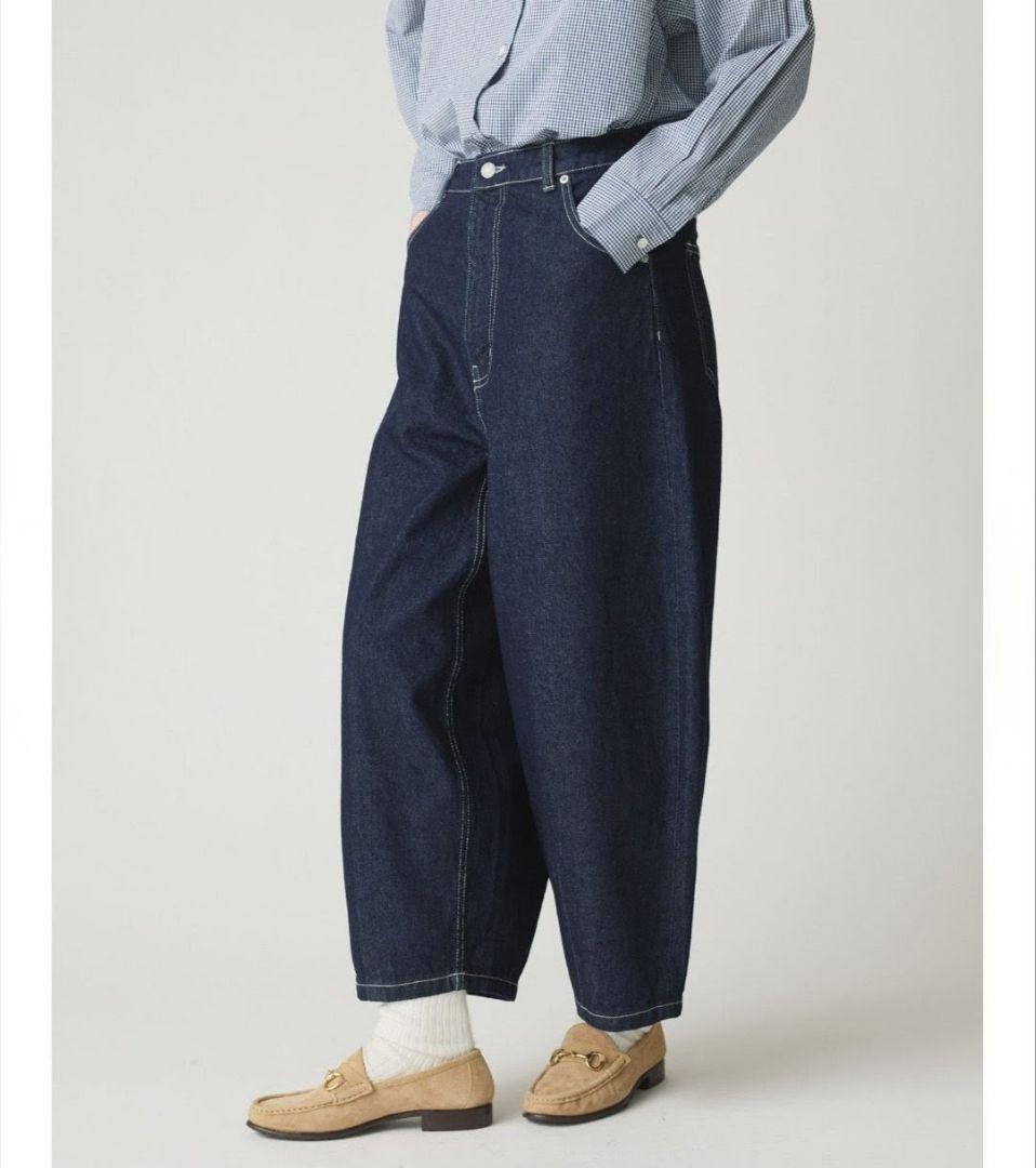 濃紺 極美品 ミディウミ ハイウエスト カーブデニム ワイドデニム M