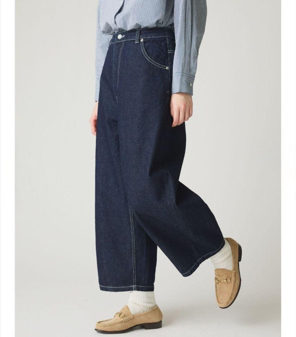 濃紺 極美品 ミディウミ ハイウエスト カーブデニム ワイドデニム M