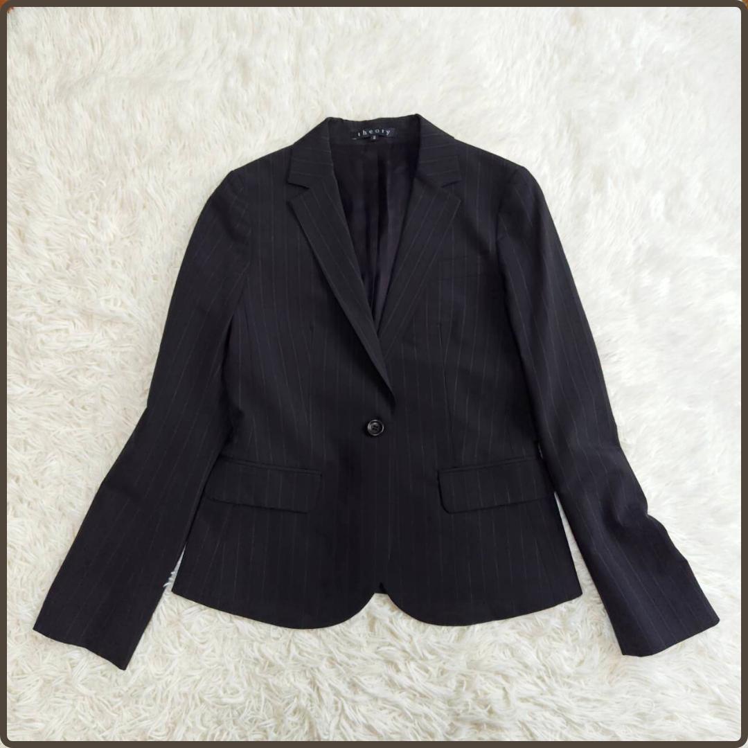 Theory セットアップスーツ フレアパンツ ブラックストライプ M L