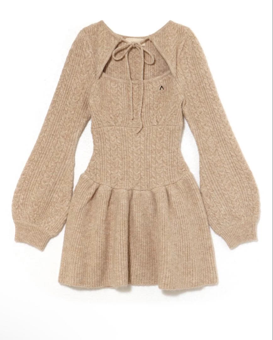 ワンピース ANDMARY Amy cable flare mini dress Beige