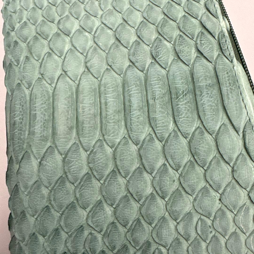 人気　緑　パイソン財布　長財布　パイソン　財布　本革　蛇革　風水　グリーン