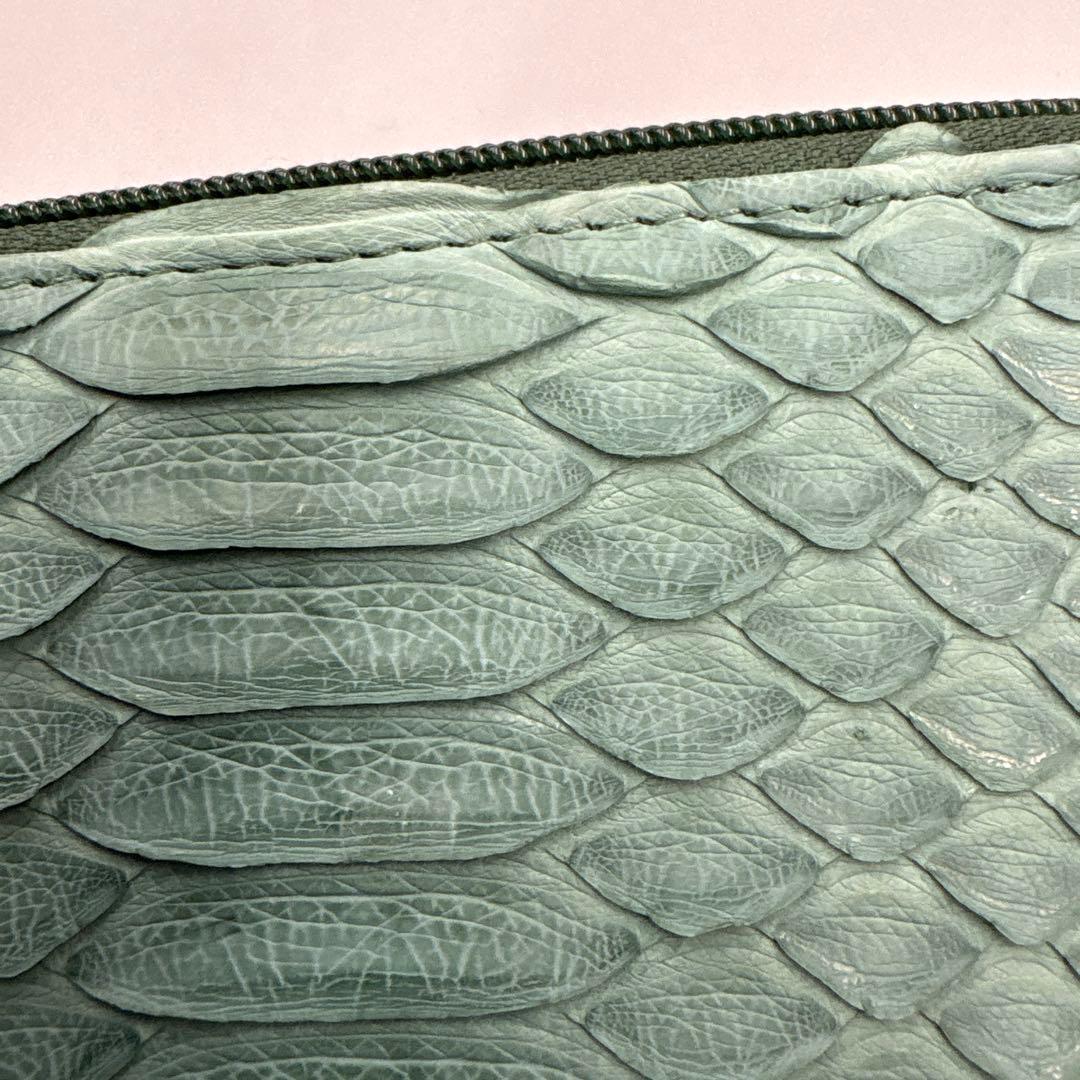 人気　緑　パイソン財布　長財布　パイソン　財布　本革　蛇革　風水　グリーン