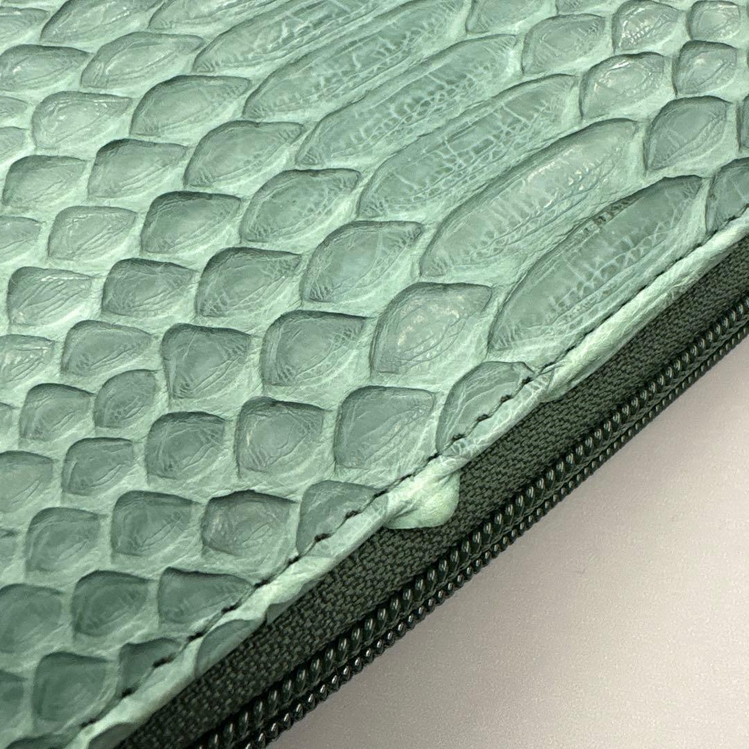 人気　緑　パイソン財布　長財布　パイソン　財布　本革　蛇革　風水　グリーン