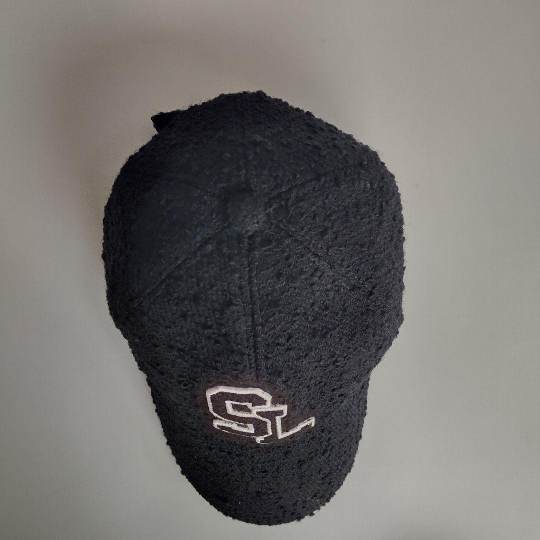 美品 サンローランパリ ツイード SL ロゴ キャップ ブラック ユニセックス