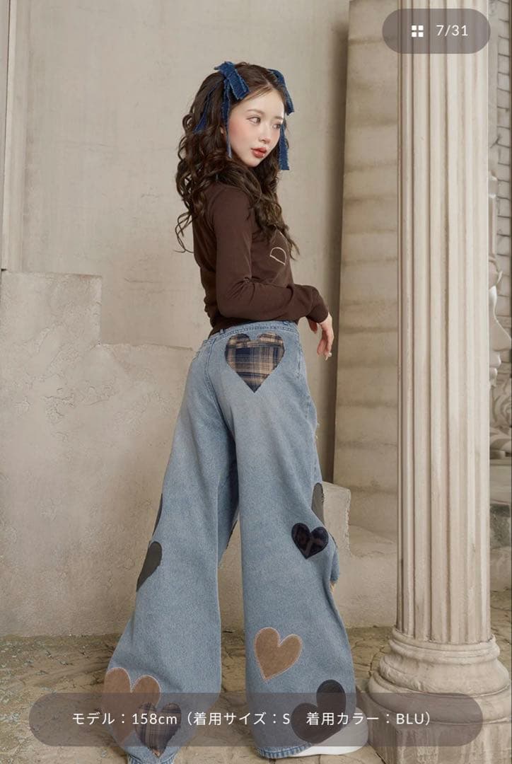 Darich♡新品ランダムハートパッチワークデニムパンツ【Ｍ】