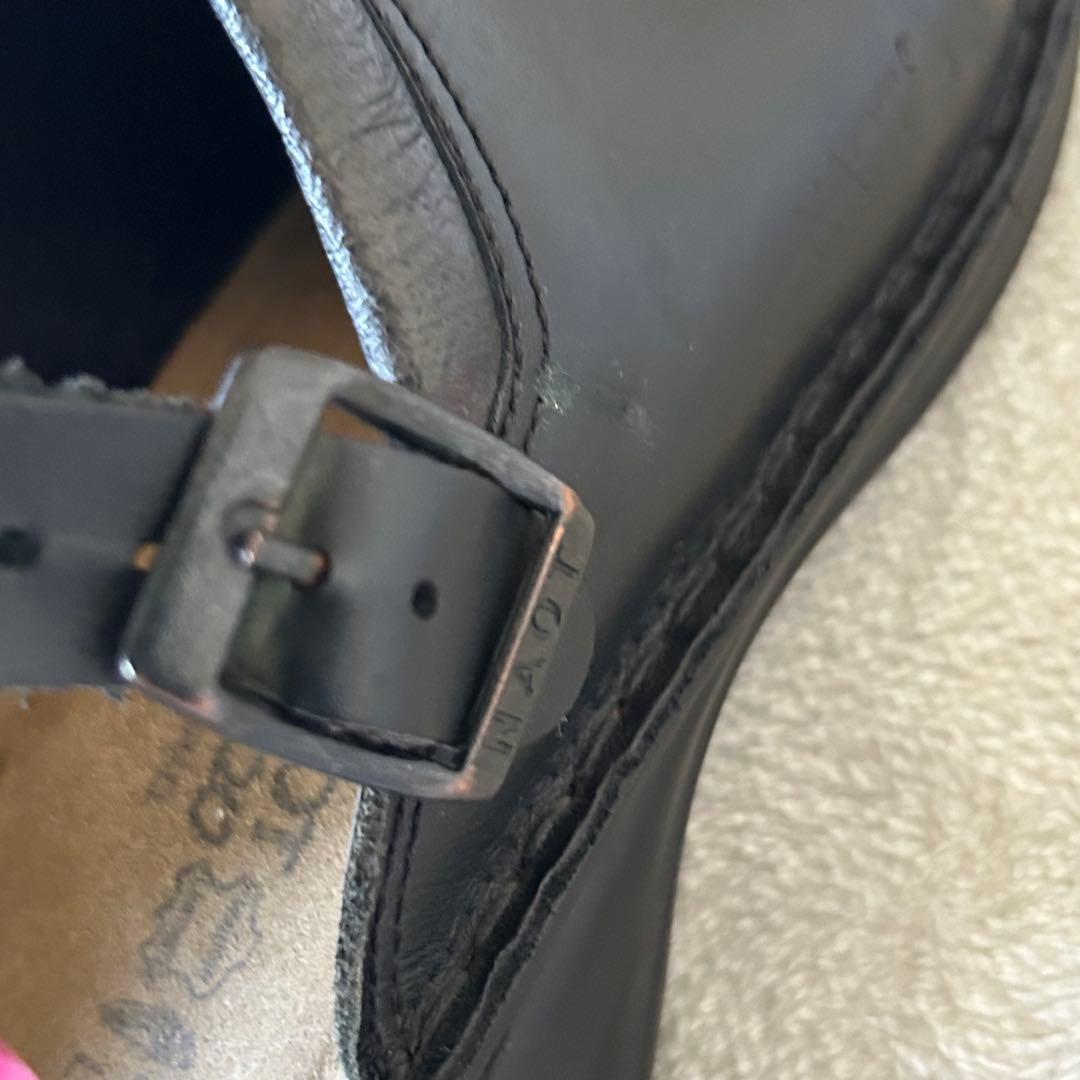 希少　ナオト　アイリス　マットブラック　サポ　レザーサンダル　コンフォート　37