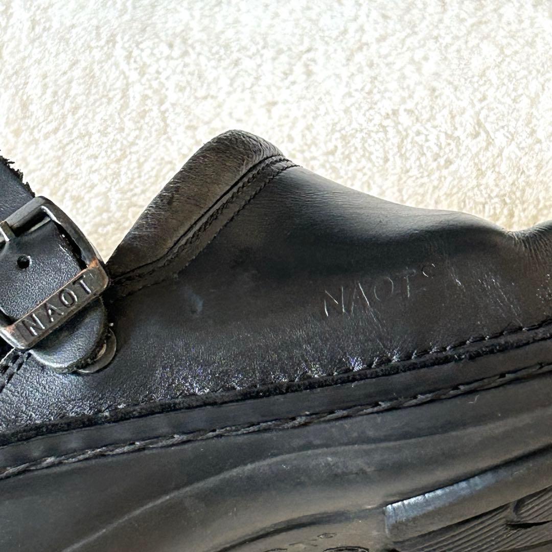 希少　ナオト　アイリス　マットブラック　サポ　レザーサンダル　コンフォート　37