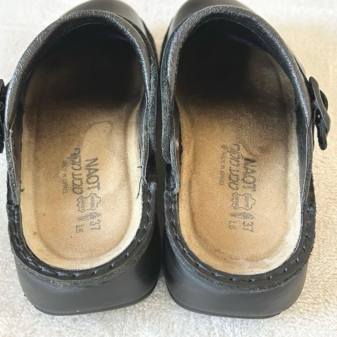 希少　ナオト　アイリス　マットブラック　サポ　レザーサンダル　コンフォート　37